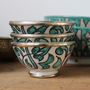 Marokkansk håndlavet keramikskål med metalkant - Grete