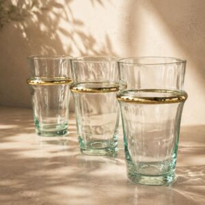 Marokkanske mundblæste glas med messingbælte (2 stk.)