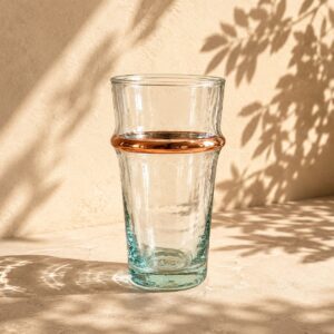 Marokkanske mundblæste glas med kobberbælte (2 stk.)