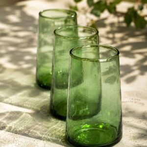 Marokkanske mundblæste glas – GREEN BELDI (L)