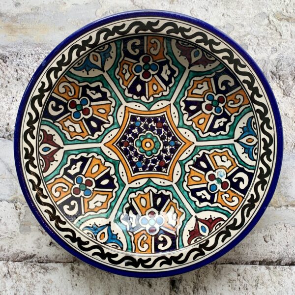 Marokkansk håndlavet keramikfad 30 cm i dia - Elia