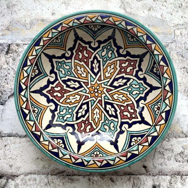Marokkansk håndlavet keramikfad, 30 cm i dia. - Nina