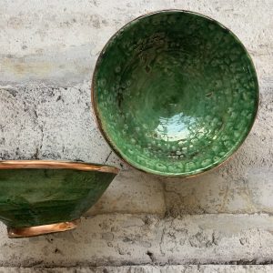 Tamegroute keramik med kobberkant- Grøn