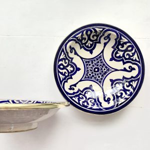 Marokkansk keramikfad med messingkant, 25 cm i dia - Charlotte
