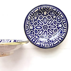 Marokkansk keramikfad med messingkant, 25 cm i dia - Ellen