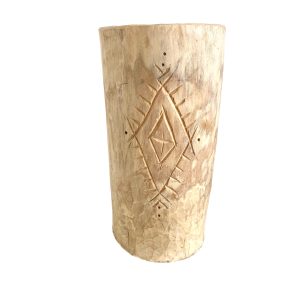 Marokkansk træbeholder/vase med Berber dekoration
