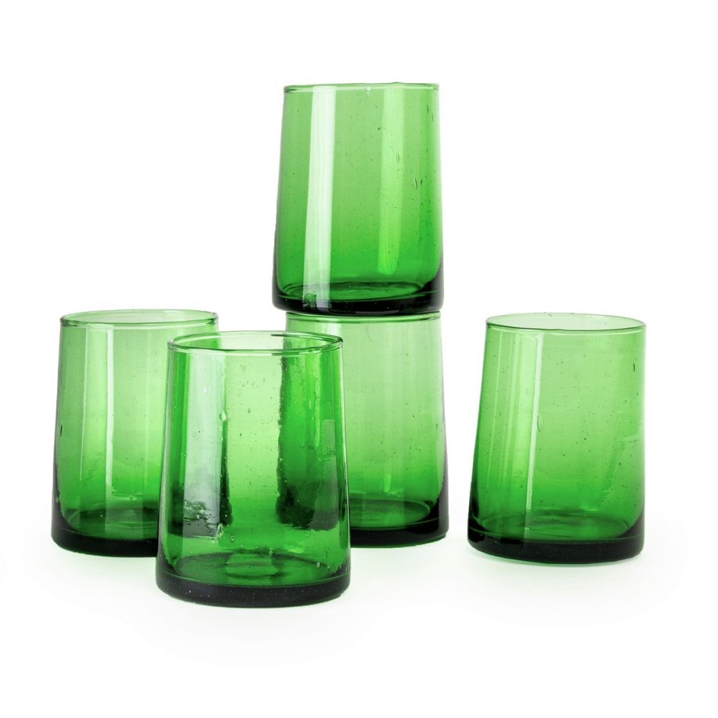 Marokkanske mundblæste glas – 6 stk. BELDI GREEN (M)